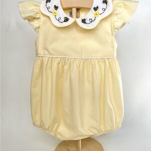 NWOT Sweet Dreams Pale Yellow Bee Collar Baby One-Piece